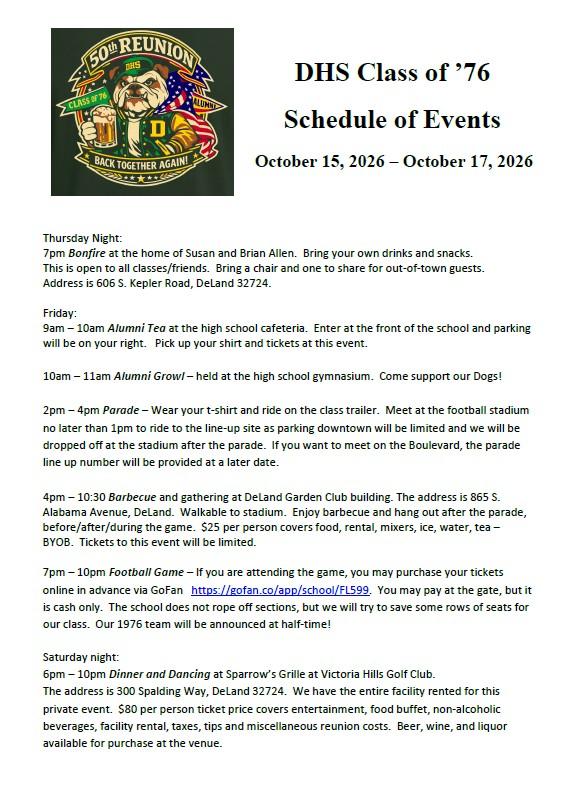 DHS Class of '76 50th Reunion